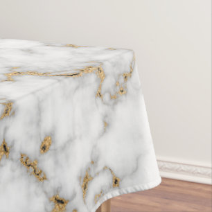 Gray and Gold Swirl Faux Marble Tablecloth