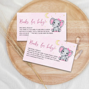 Gray and Pink Elephant Baby Shower Girl Enclosure Card
