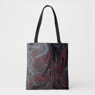 Gray and red abstract painting tote bag