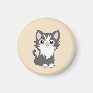 Gray and white cat magnet