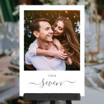 Gray And White Elegant Script Photo Table Number<br><div class="desc">These elegant gray and white signature script double-sided photo table numbers are perfect for all celebrations. Designed by Thisisnotme©</div>