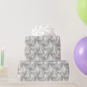 Gray and White Feather Pattern Bridal  Wrapping Paper