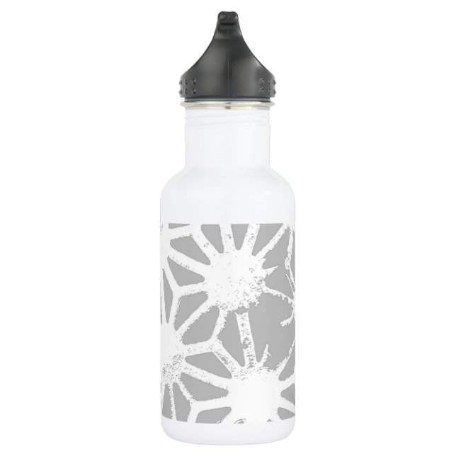 Gray and white geometric pattern 532 ml water bottle (Right)