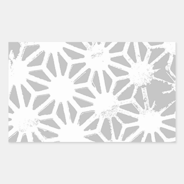 Gray and white geometric pattern rectangular sticker (Front)