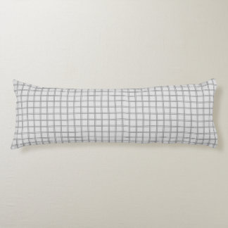 Gray and White Grid Striped Pattern Body Cushion