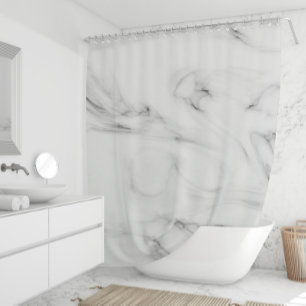 Gray and White Marble Geode  Shower Curtain