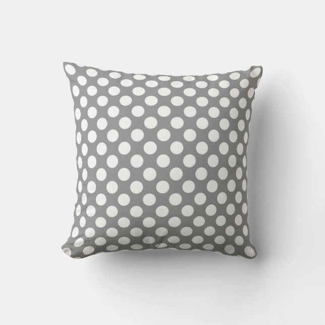 Gray and white polka dots pattern cushion (Front)