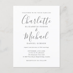 Gray And White Signature Script Photo Wedding Invitation Postcard