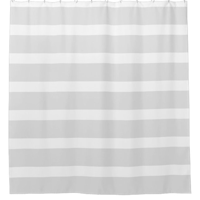 Gray and White Striped Shower Curtain (Front)