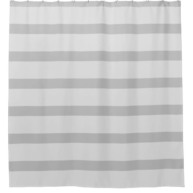 Gray and White Striped Shower Curtain (Front)