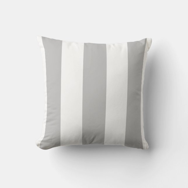 Gray And White Stripes Cushion (Front)
