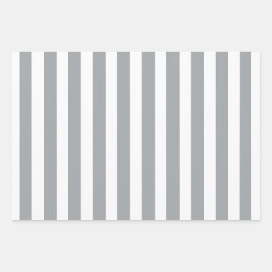 Gray and White Stripes Wrapping Paper Sheet