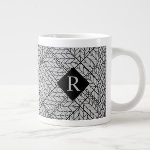 GRAY ARGYLE KNIT Big Mug + Initial II