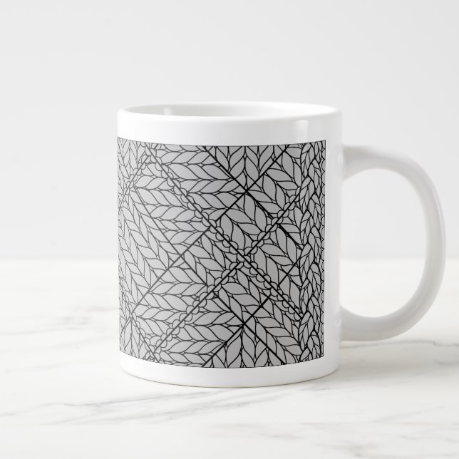 GRAY ARGYLE KNIT Big White Mug (Right)