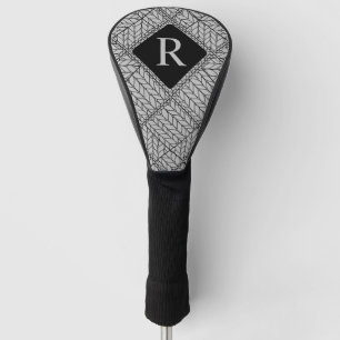 GRAY ARGYLE KNIT Golf Driver Cover + Initial II