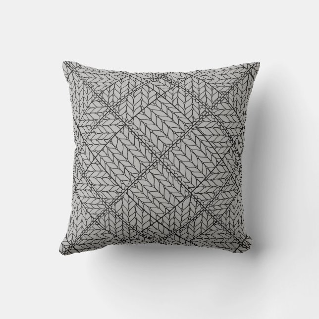 GRAY ARGYLE KNIT Square Throw Pillow (Back)