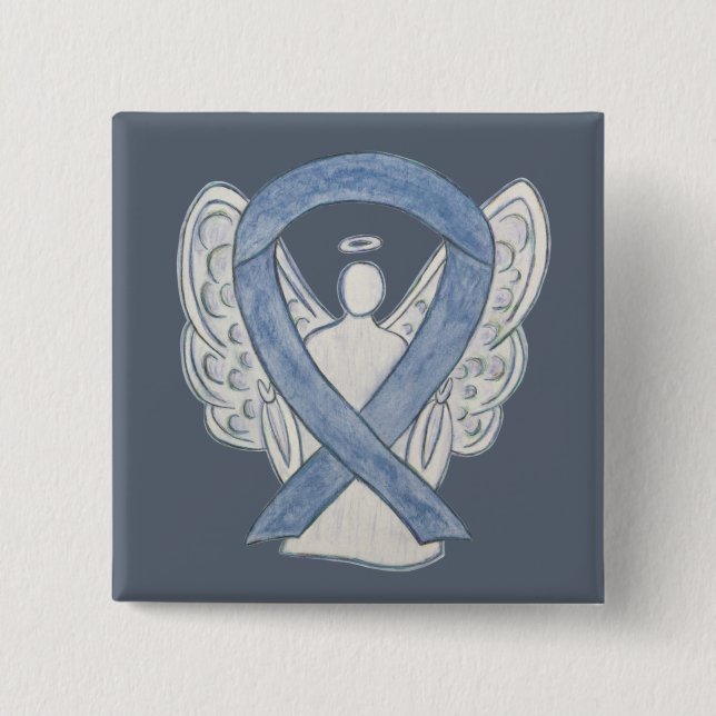 Gray Awareness Ribbon Angel Custom Art Pins (Front)