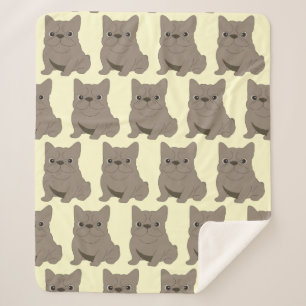 Gray Baby French Bulldog, Cream, Sherpa Blanket