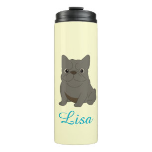 Gray Baby French Bulldog, Cream, Thermal Tumbler