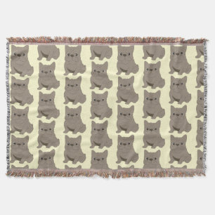 Gray Baby French Bulldog, Cream, Throw Blanket