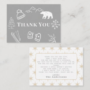 Gray Baby It's Cold Outside Baby Shower Thank You Card