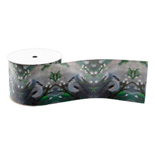 Gray Bird Grosgrain Ribbon