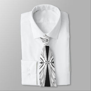 Gray Black And White Butterfly Winged Abstract Tie