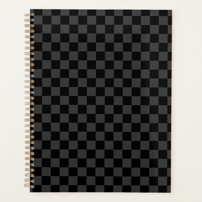 Gray Black Checkered Checkerboard Planner (Front)
