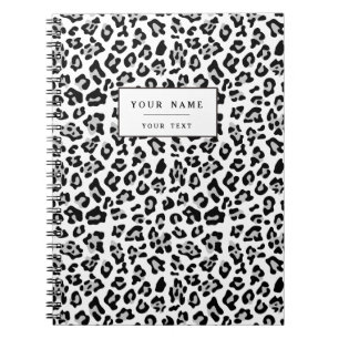 Gray Black Leopard Animal Print Pattern Notebook
