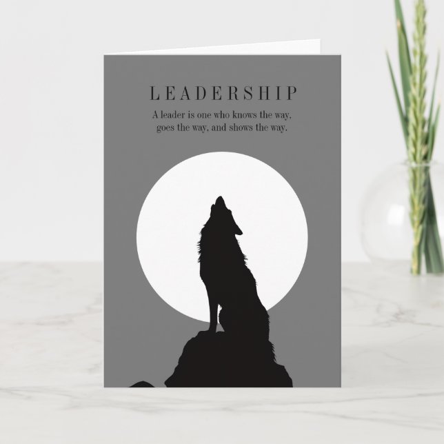 Gray Black Pop Art Leadership Wolf Howling Card (Front)