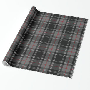 Gray Black Red Tartan Plaid Wrapping Paper