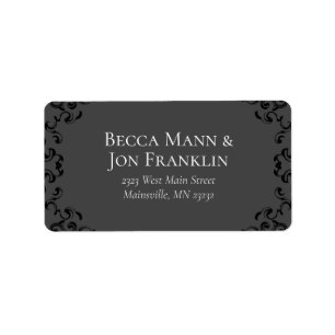 Gray & Black Swirl Gothic Wedding Label