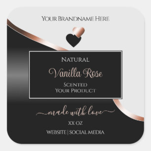 Gray Black Wavy Rose Gold Hearts Product Labels