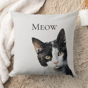 Gray Black White Kitty Cat Cushion