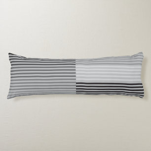 Gray, Black, White Stripes Body Cushion