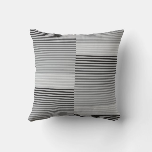 Gray, Black, White Stripes Cushion (Back)