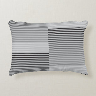 Gray, Black, White Stripes Decorative Cushion