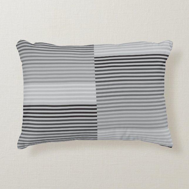 Gray, Black, White Stripes Decorative Cushion (Front)