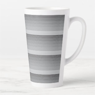 Gray, Black, White Stripes Latte Mug