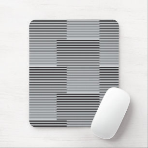 Gray, Black, White Stripes Mouse Pad