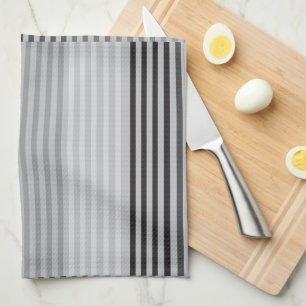 Gray, Black, White Stripes Tea Towel