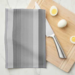 Gray, Black, White Stripes Tea Towel