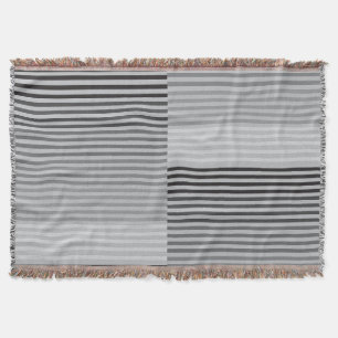 Gray, Black, White Stripes Throw Blanket