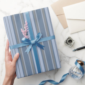 Gray Blue Chevron Stripes Wrapping Paper