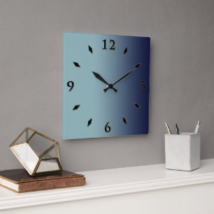 Gray-blue gradient.  square wall clock