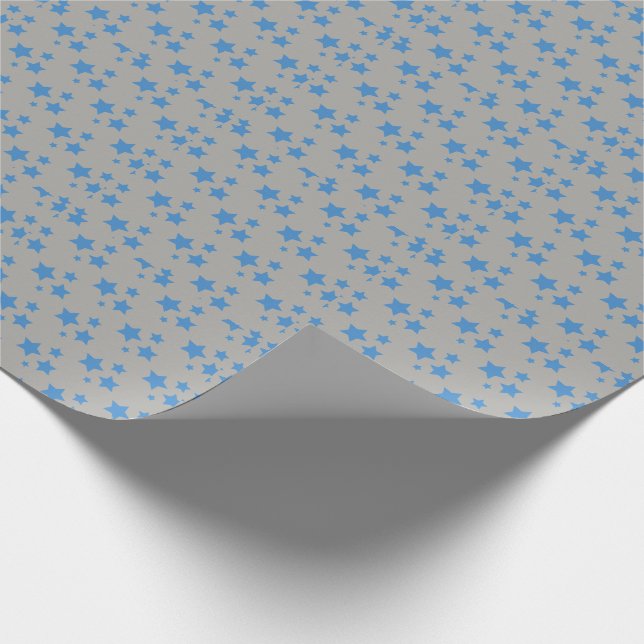 Gray Blue Stars Modern design Wrapping Paper (Corner)