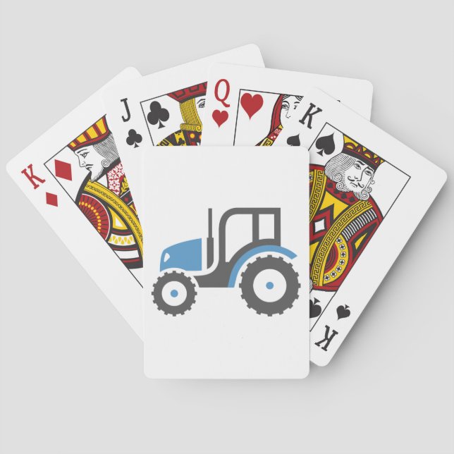 Gray Blue Tractor Playing Cards (Back)