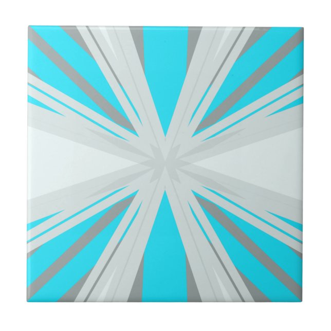 Gray Blue White Winter Christmas Snowflake Star Tile (Front)