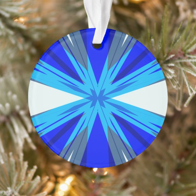 Gray Blue White Winter Christmas Star Snowflake Ornament (Tree)