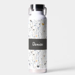 Gray Blue Wildflower Watercolor Monogram Name Water Bottle<br><div class="desc">This boho wildflower pattern with monogram name would look beautiful while you are working out!</div>